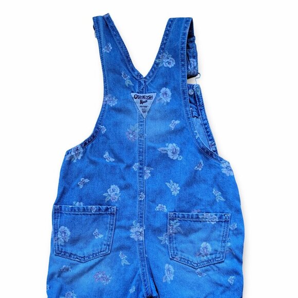 3/35$ OshKosh B’gosh Girls Denim Overalls – Floral Print – Size 3T – Adjustable - Picture 5 of 6